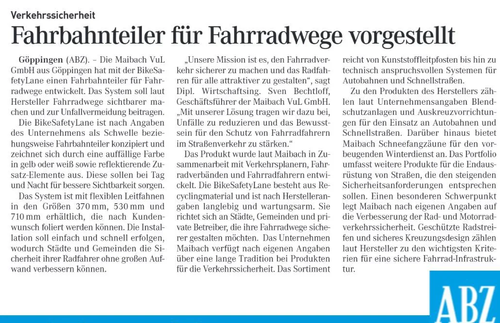 ABZ Fahrbahnteiler Neuheit